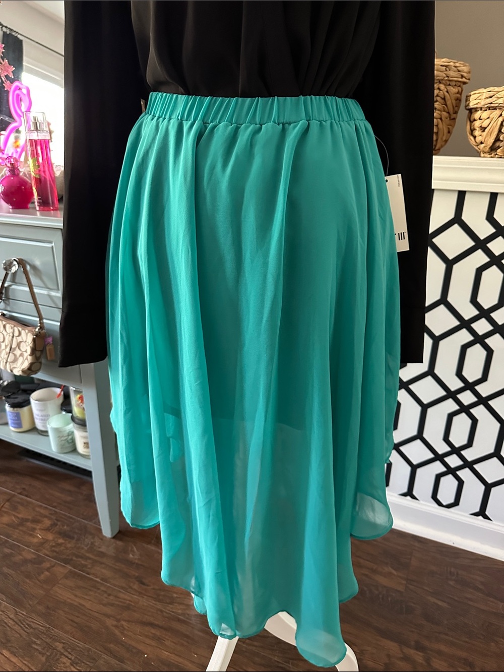 Bar III Turquoise “Laguna” High-Low Skirt